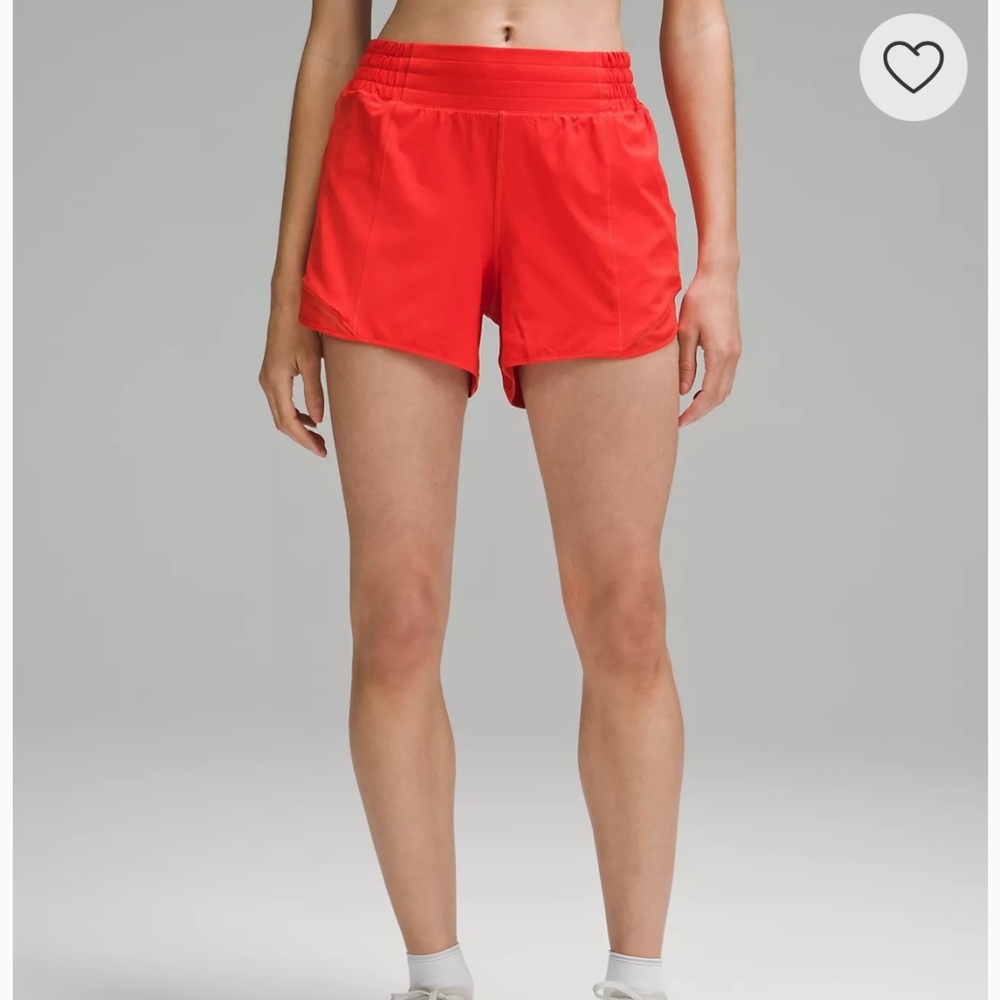 Lululemon Hotty Hot High-Rise Lined Short 4" - Color Hot Heat - Size 6 (NWT)